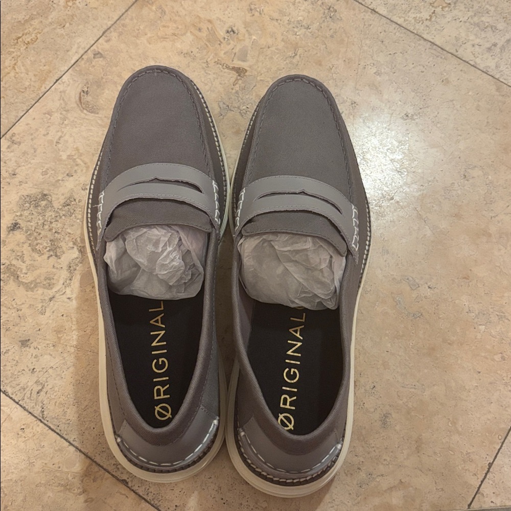 Gray Loafers with Stitch Detail Cole Haan